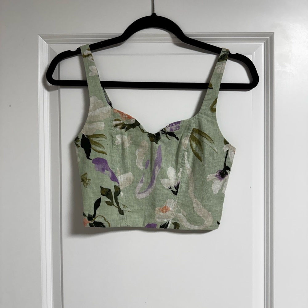 Abercrombie & Fitch Floral Sage Crop Top